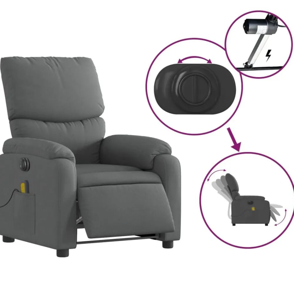 vidaXL Sillas-Sillón reclinable de masaje eléctrico tela
