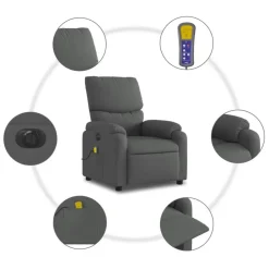 vidaXL Sillas-Sillón reclinable de masaje eléctrico tela