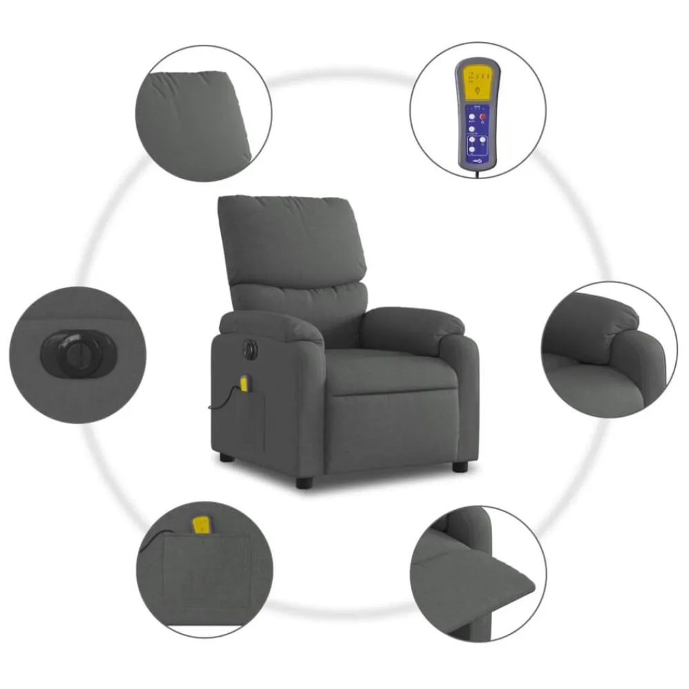 vidaXL Sillas-Sillón reclinable de masaje eléctrico tela