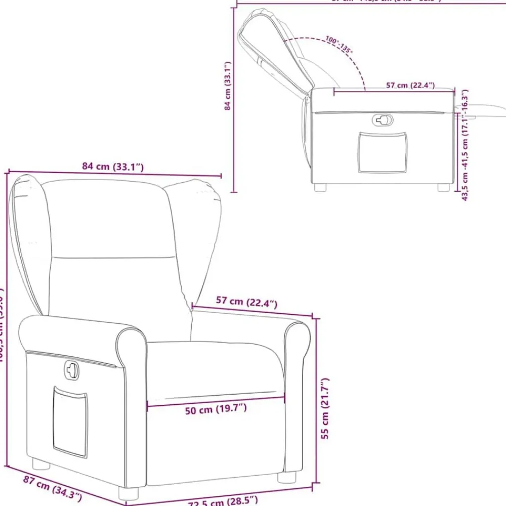 vidaXL Sillas-Sillón reclinable de tela