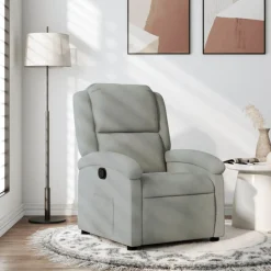 vidaXL Sillón reclinable de terciopelo Gris claro Discount