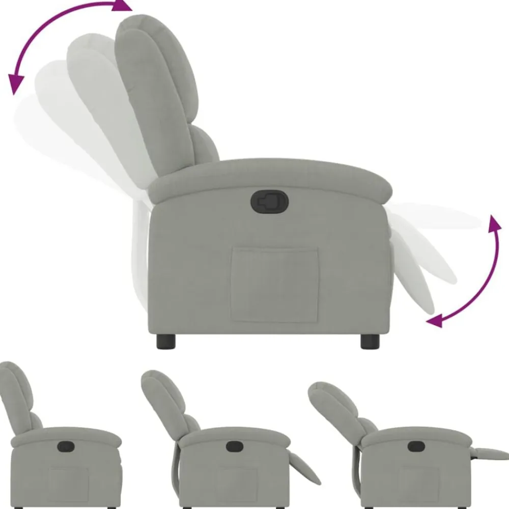 vidaXL Sillón reclinable de terciopelo Gris claro Discount