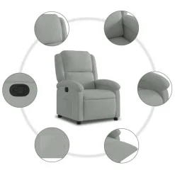 vidaXL Sillón reclinable de terciopelo Gris claro Discount