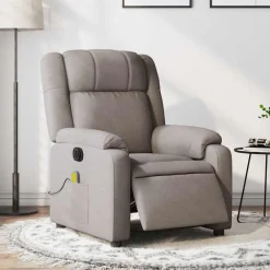 vidaXL Sillón reclinable de masaje eléctrico tela gris taupe Taupé Best