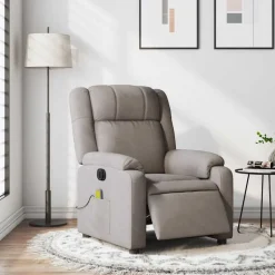 vidaXL Sillón reclinable de masaje eléctrico tela gris taupe Taupé Best