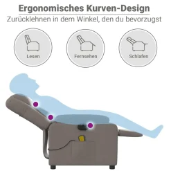 vidaXL Sillón reclinable de masaje eléctrico tela gris taupe Taupé Best