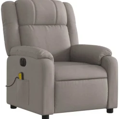 vidaXL Sillón reclinable de masaje eléctrico tela gris taupe Taupé Best