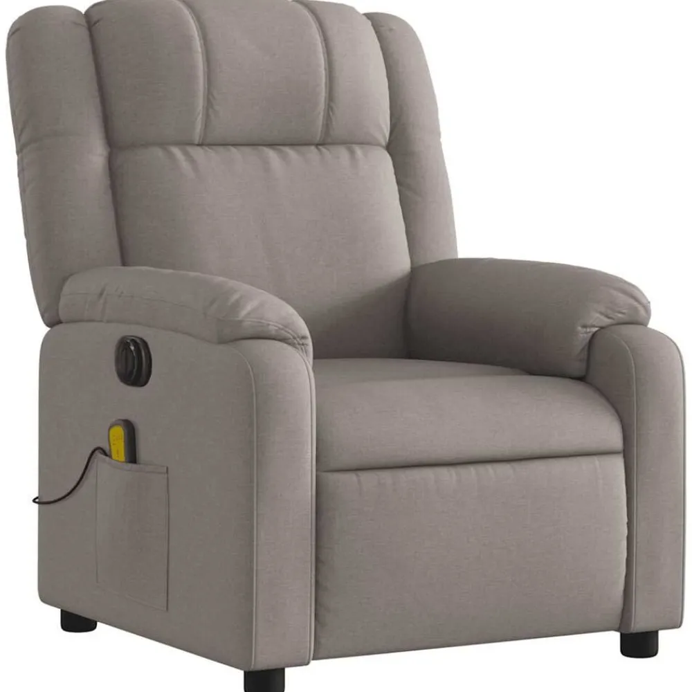 vidaXL Sillón reclinable de masaje eléctrico tela gris taupe Taupé Best