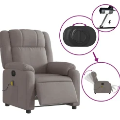 vidaXL Sillón reclinable de masaje eléctrico tela gris taupe Taupé Best