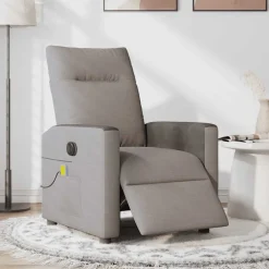 vidaXL Sillas-Sillón reclinable de masaje eléctrico tela gris taupe