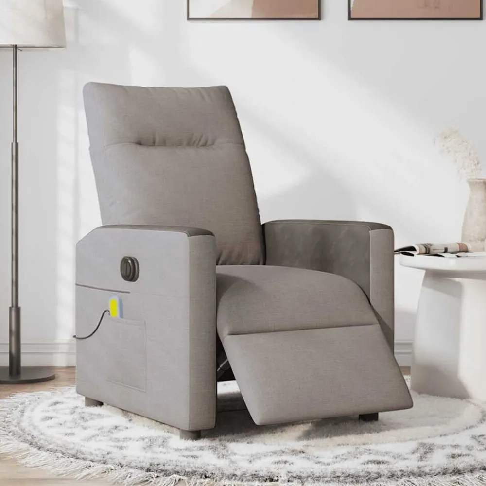 vidaXL Sillas-Sillón reclinable de masaje eléctrico tela gris taupe