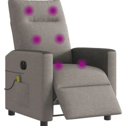 vidaXL Sillas-Sillón reclinable de masaje eléctrico tela gris taupe