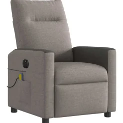 vidaXL Sillas-Sillón reclinable de masaje eléctrico tela gris taupe