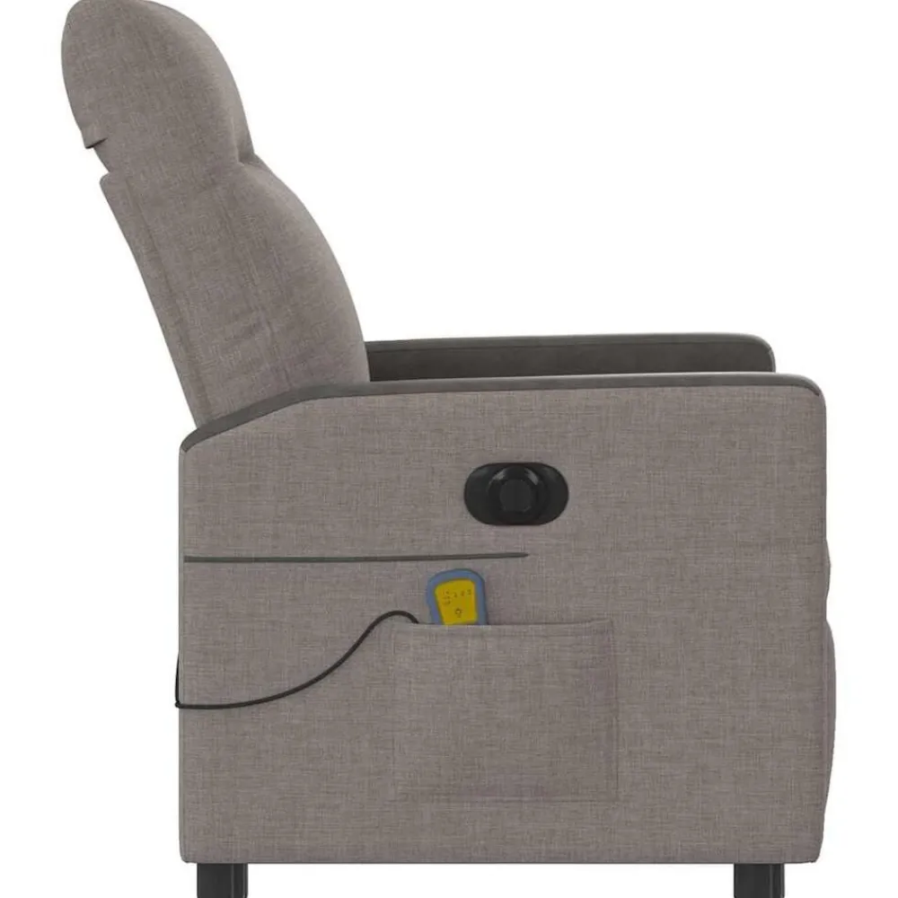 vidaXL Sillas-Sillón reclinable de masaje eléctrico tela gris taupe