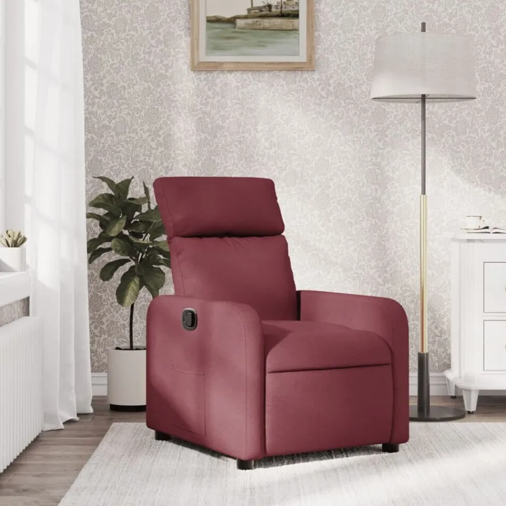 vidaXL Sillón reclinable de tela rojo tinto Rojo vino tinto Discount