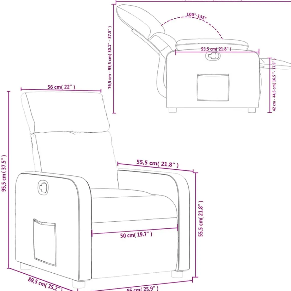 vidaXL Sillón reclinable de tela rojo tinto Rojo vino tinto Discount