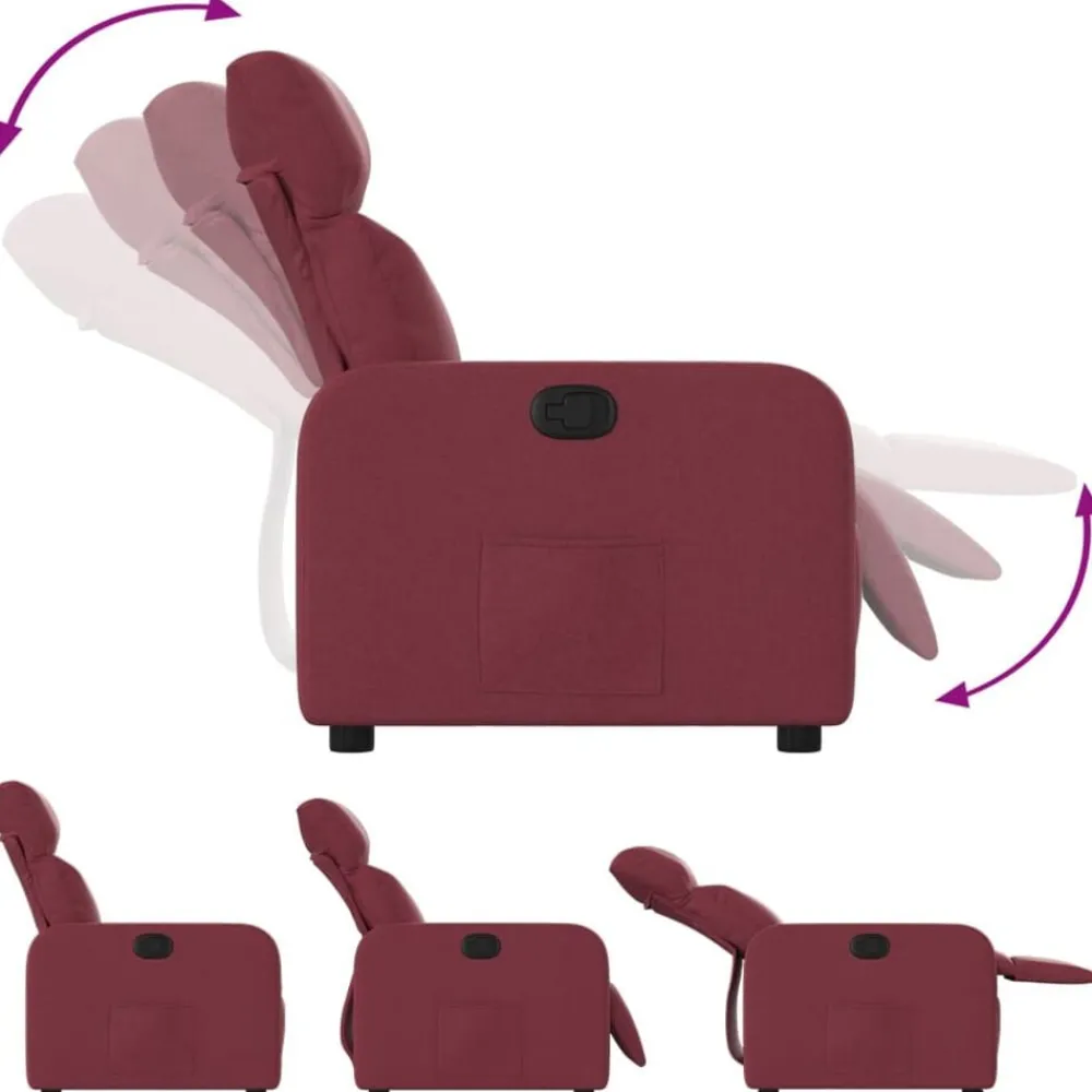 vidaXL Sillón reclinable de tela rojo tinto Rojo vino tinto Discount