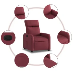 vidaXL Sillón reclinable de tela rojo tinto Rojo vino tinto Discount