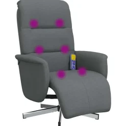 vidaXL Sillas-Sillón reclinable de masaje con reposapiés tela