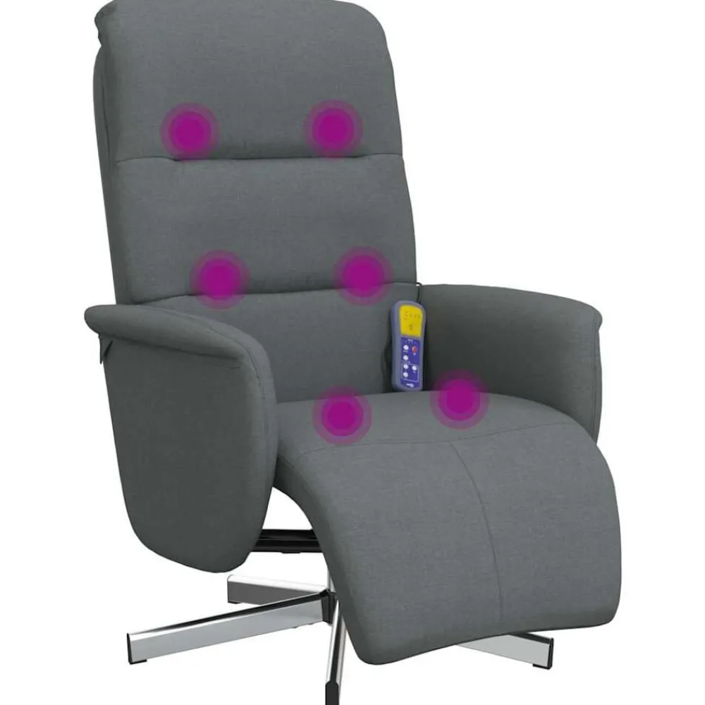 vidaXL Sillas-Sillón reclinable de masaje con reposapiés tela