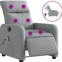 vidaXL Sillas-Sillón reclinable de masaje eléctrico tela
