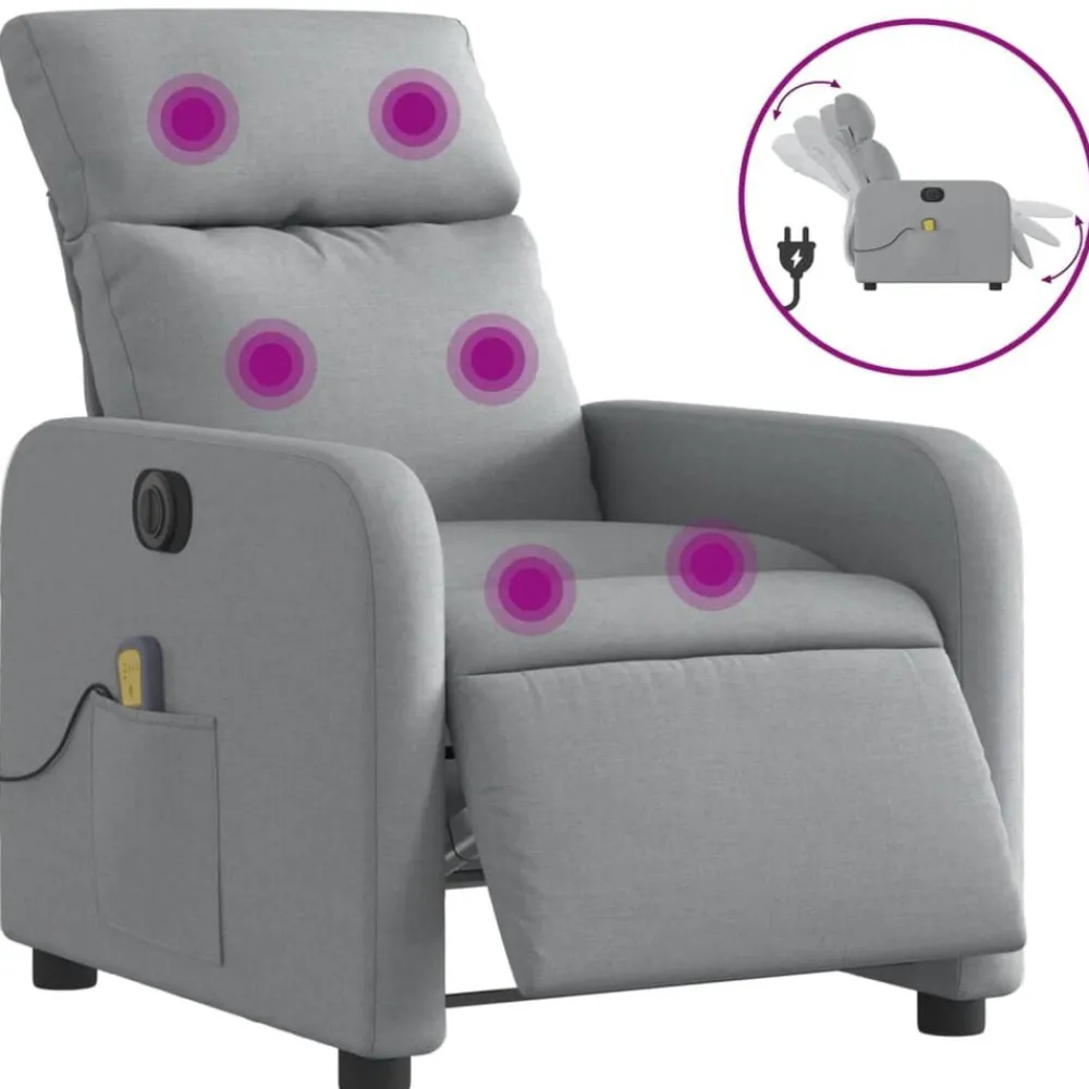 vidaXL Sillas-Sillón reclinable de masaje eléctrico tela