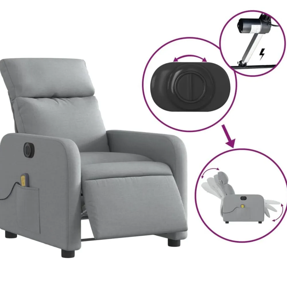 vidaXL Sillas-Sillón reclinable de masaje eléctrico tela