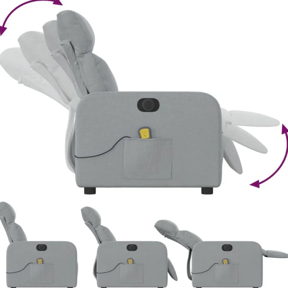 vidaXL Sillas-Sillón reclinable de masaje eléctrico tela