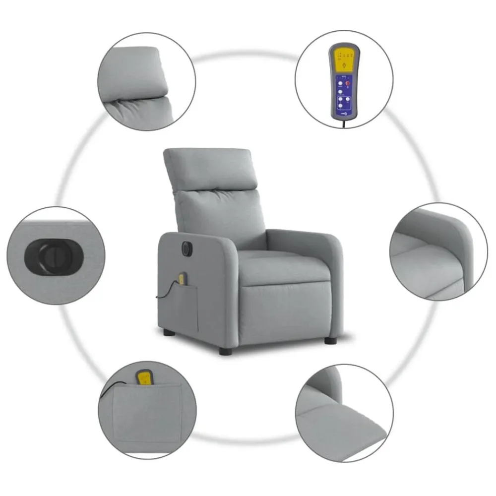 vidaXL Sillas-Sillón reclinable de masaje eléctrico tela