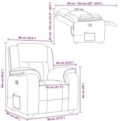 vidaXL Sillón reclinable de masaje de tela Negro New