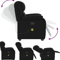 vidaXL Sillón reclinable de masaje de tela Negro New