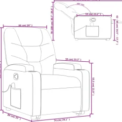 vidaXL Sillas-Sillón reclinable de masaje elevable tela