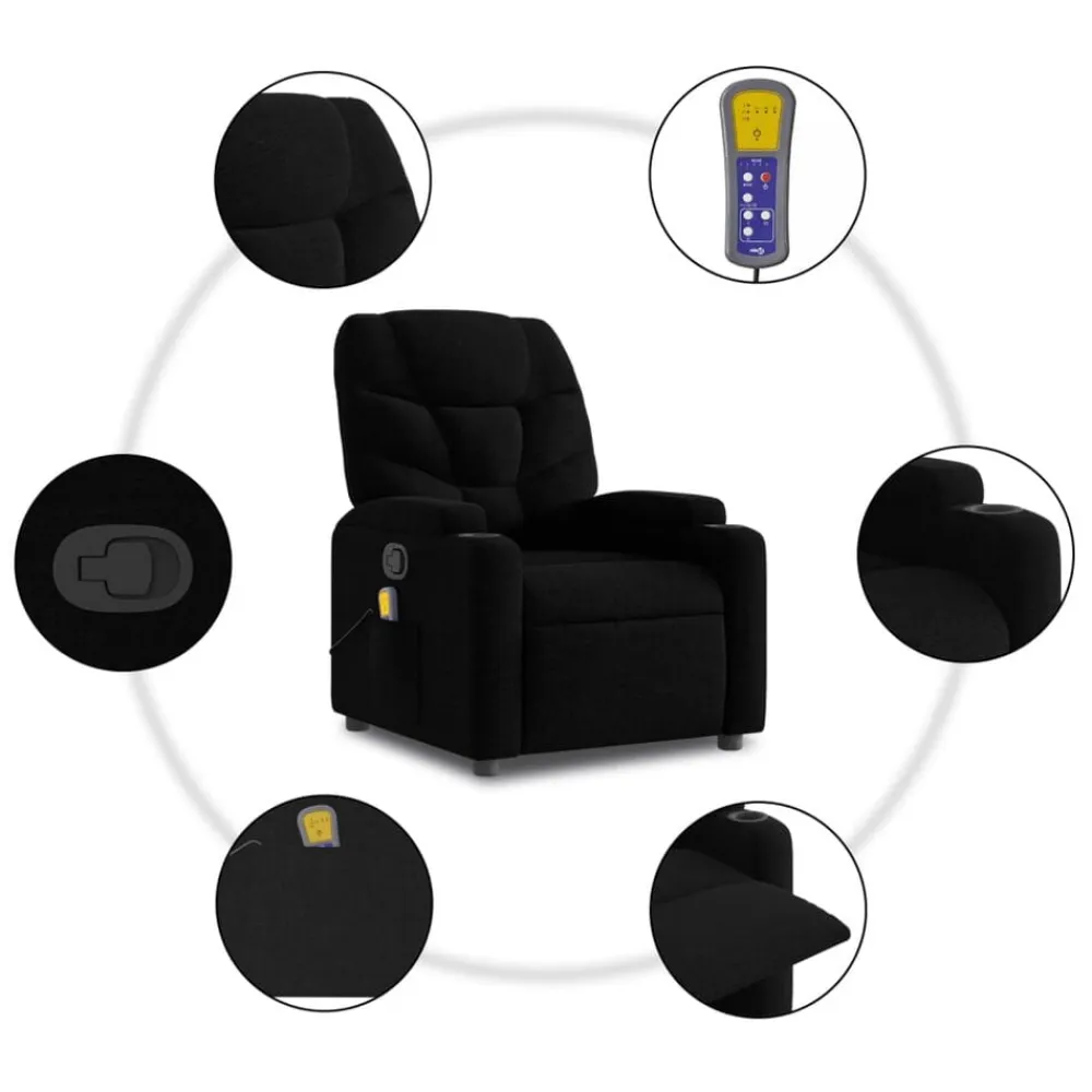 vidaXL Sillas-Sillón reclinable de masaje elevable tela