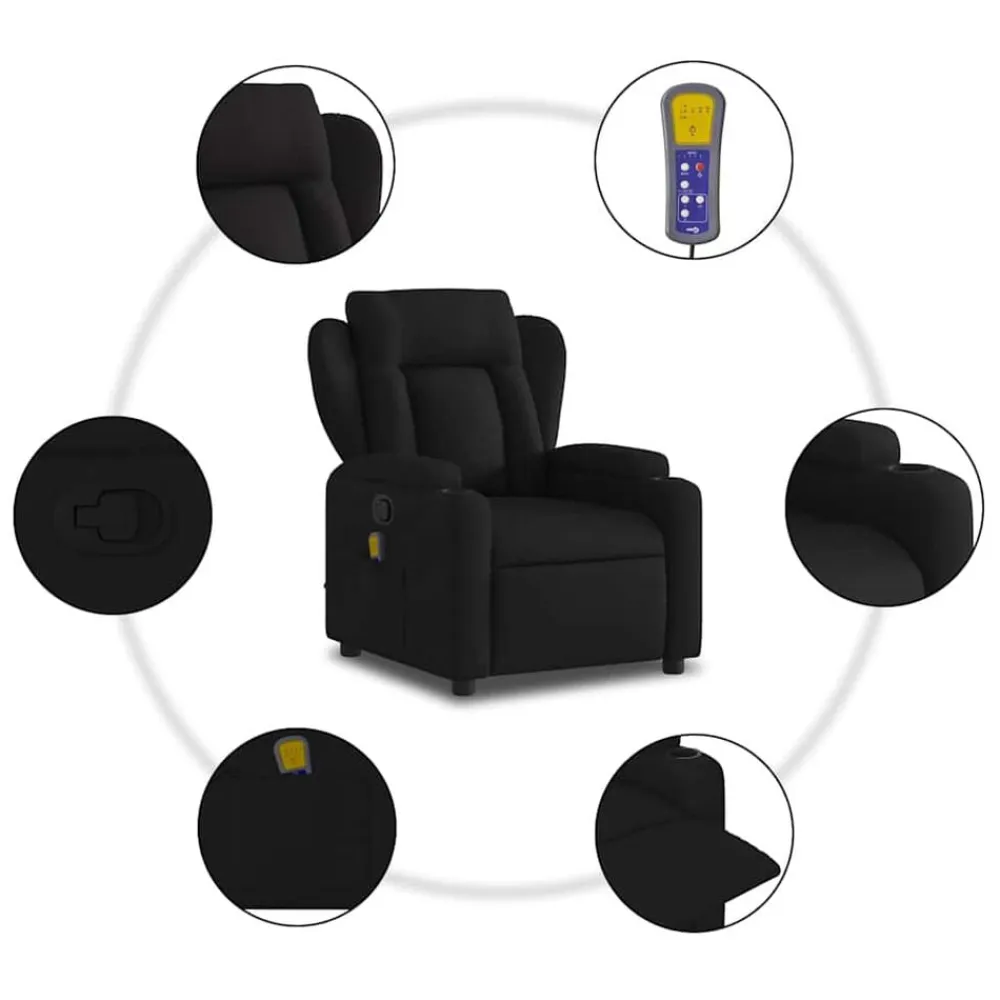 vidaXL Sillas-Sillón reclinable de masaje de tela