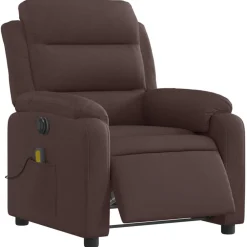vidaXL Sillón reclinable de masaje eléctrico tela marrón oscuro Marrón oscuro