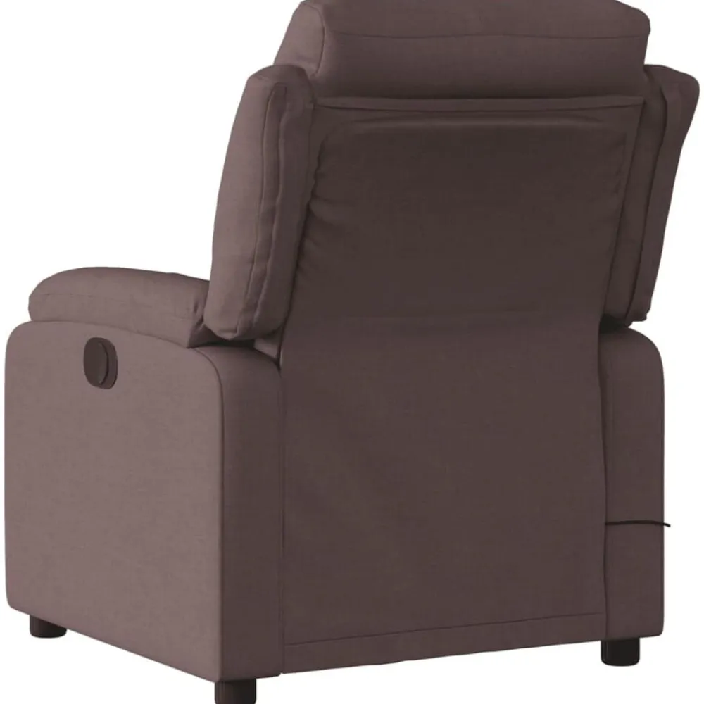 vidaXL Sillón reclinable de masaje eléctrico tela marrón oscuro Marrón oscuro