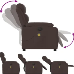 vidaXL Sillón reclinable de masaje eléctrico tela marrón oscuro Marrón oscuro