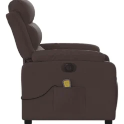 vidaXL Sillón reclinable de masaje eléctrico tela marrón oscuro Marrón oscuro