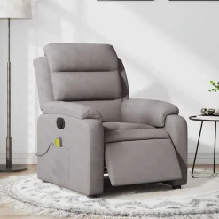 vidaXL Sillas-Sillón reclinable de masaje eléctrico tela gris taupe