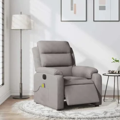 vidaXL Sillas-Sillón reclinable de masaje eléctrico tela gris taupe