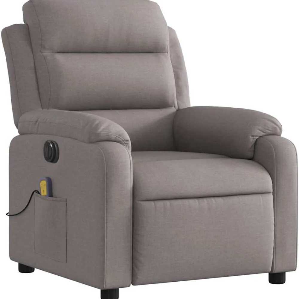 vidaXL Sillas-Sillón reclinable de masaje eléctrico tela gris taupe
