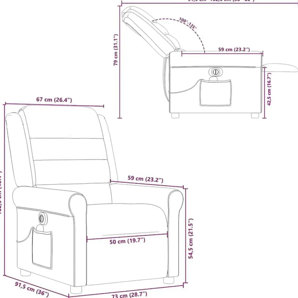 vidaXL Sillas-Sillón reclinable de masaje eléctrico tela
