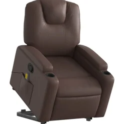 vidaXL Sillón reclinable de masaje de pie de cuero sintético marrón Marrón Online