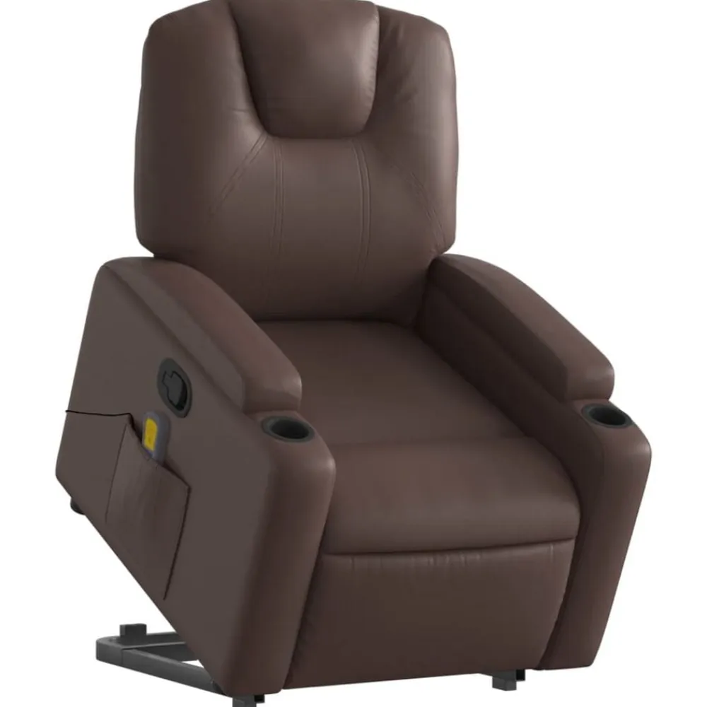 vidaXL Sillón reclinable de masaje de pie de cuero sintético marrón Marrón Online