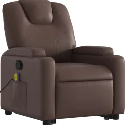 vidaXL Sillón reclinable de masaje de pie de cuero sintético marrón Marrón Online