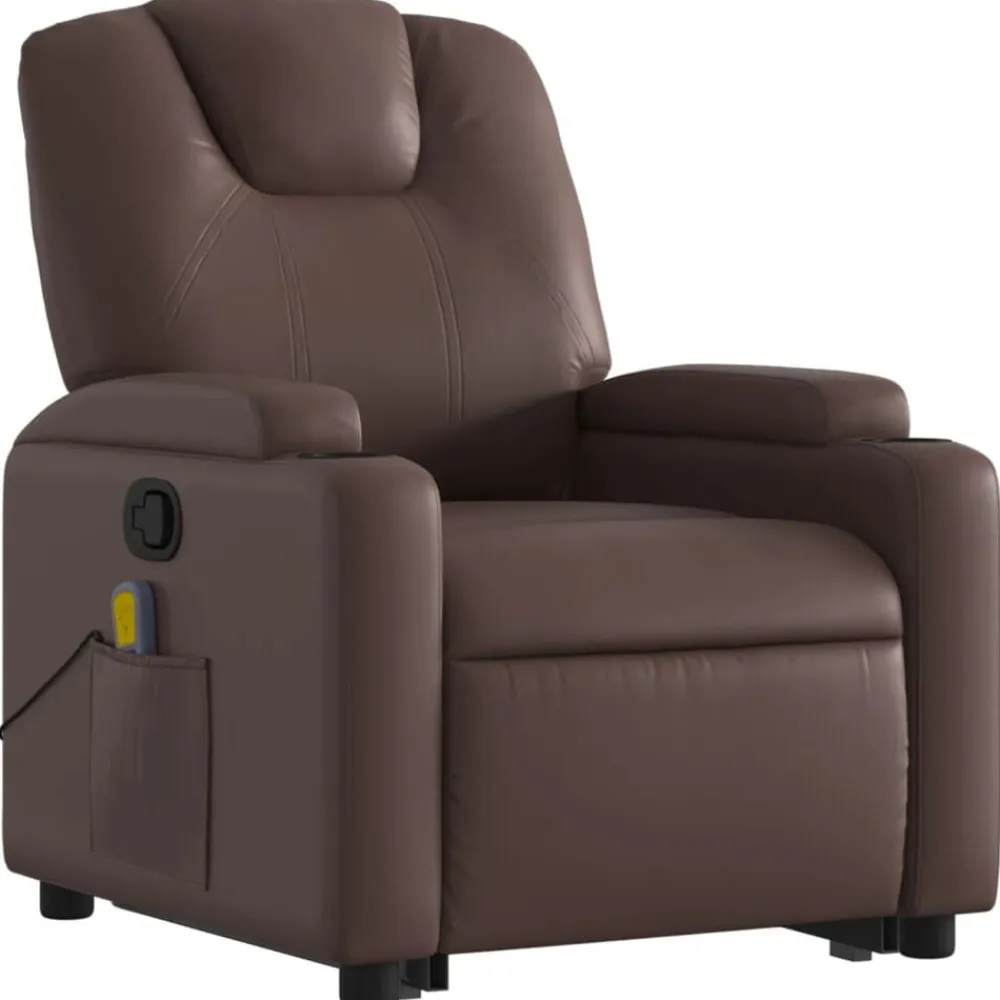 vidaXL Sillón reclinable de masaje de pie de cuero sintético marrón Marrón Online
