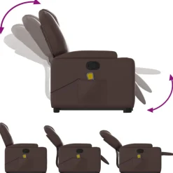 vidaXL Sillón reclinable de masaje de pie de cuero sintético marrón Marrón Online
