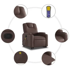 vidaXL Sillón reclinable de masaje de pie de cuero sintético marrón Marrón Online
