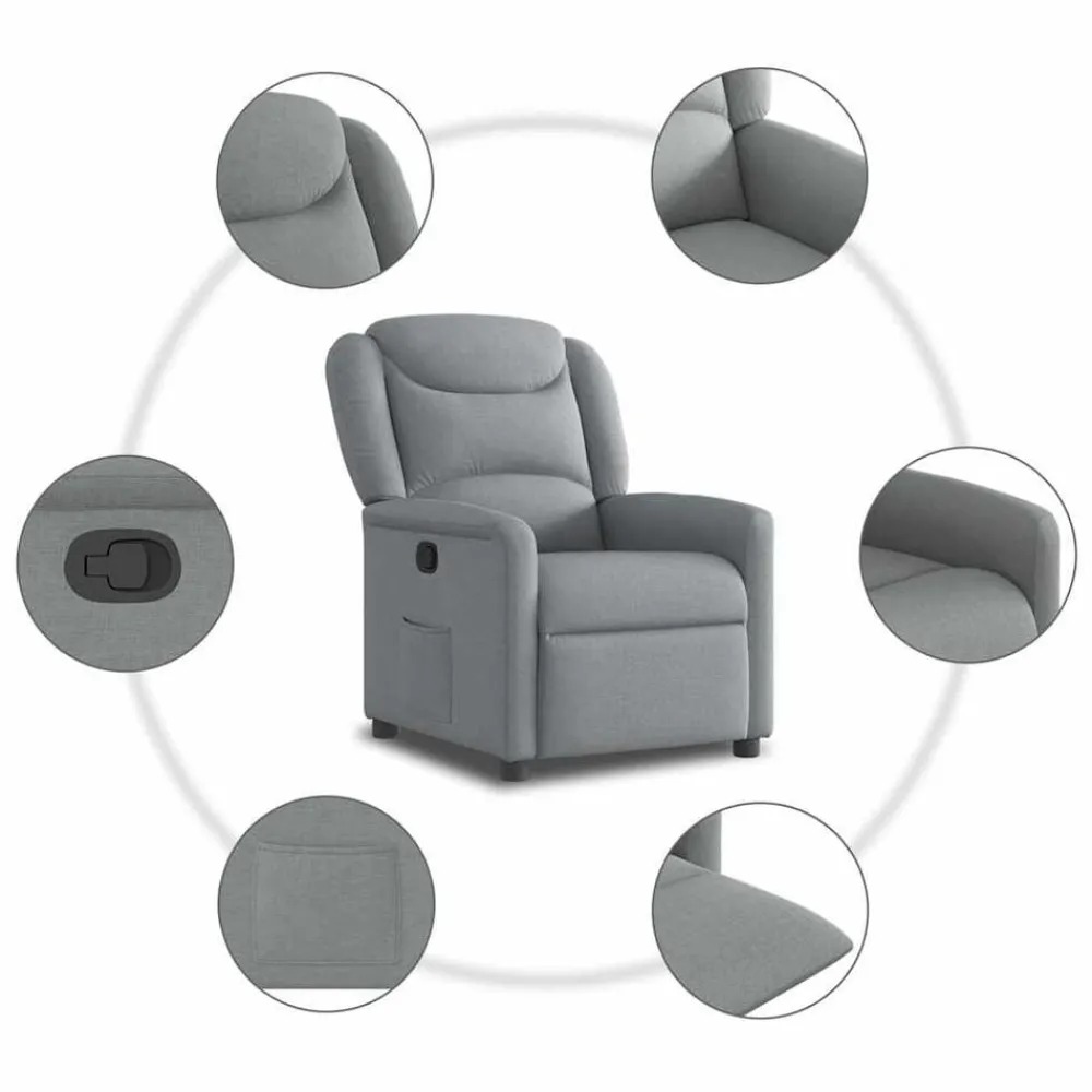 vidaXL Sillón reclinable de tela Gris claro