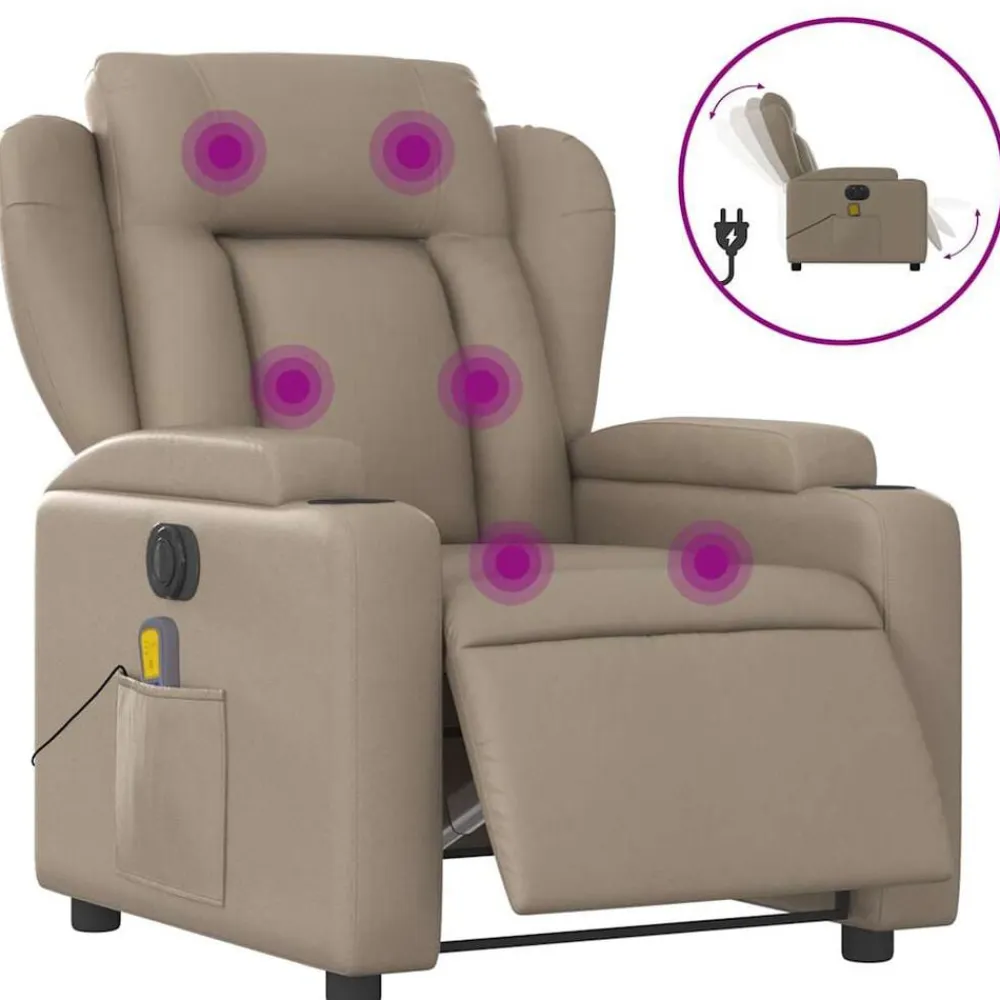 vidaXL Sillas-Sillón reclinable de masaje eléctrico cuero sintético
